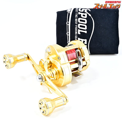 【シマノ】 23カルカッタコンクエスト MD 300XG 夢屋25ダブルハンドルアルミノブ 60mmゴールド装着 SHIMANO CALCUTTA CONQUEST