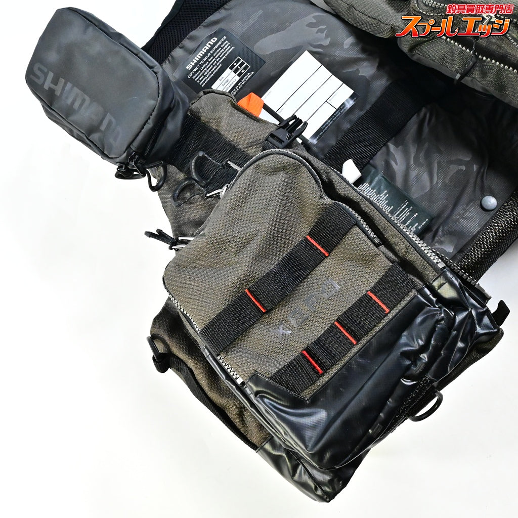 【シマノ】 ゼフォー アクトゲームベスト VF-274R サイズアジアM タングステン フィッシングポーチ BP-071S装着 SHIMANO XEFO K_080