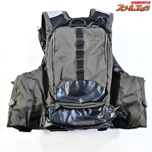 【シマノ】 ゼフォー アクトゲームベスト VF-274R サイズアジアM タングステン フィッシングポーチ BP-071S装着 SHIMANO XEFO K_080