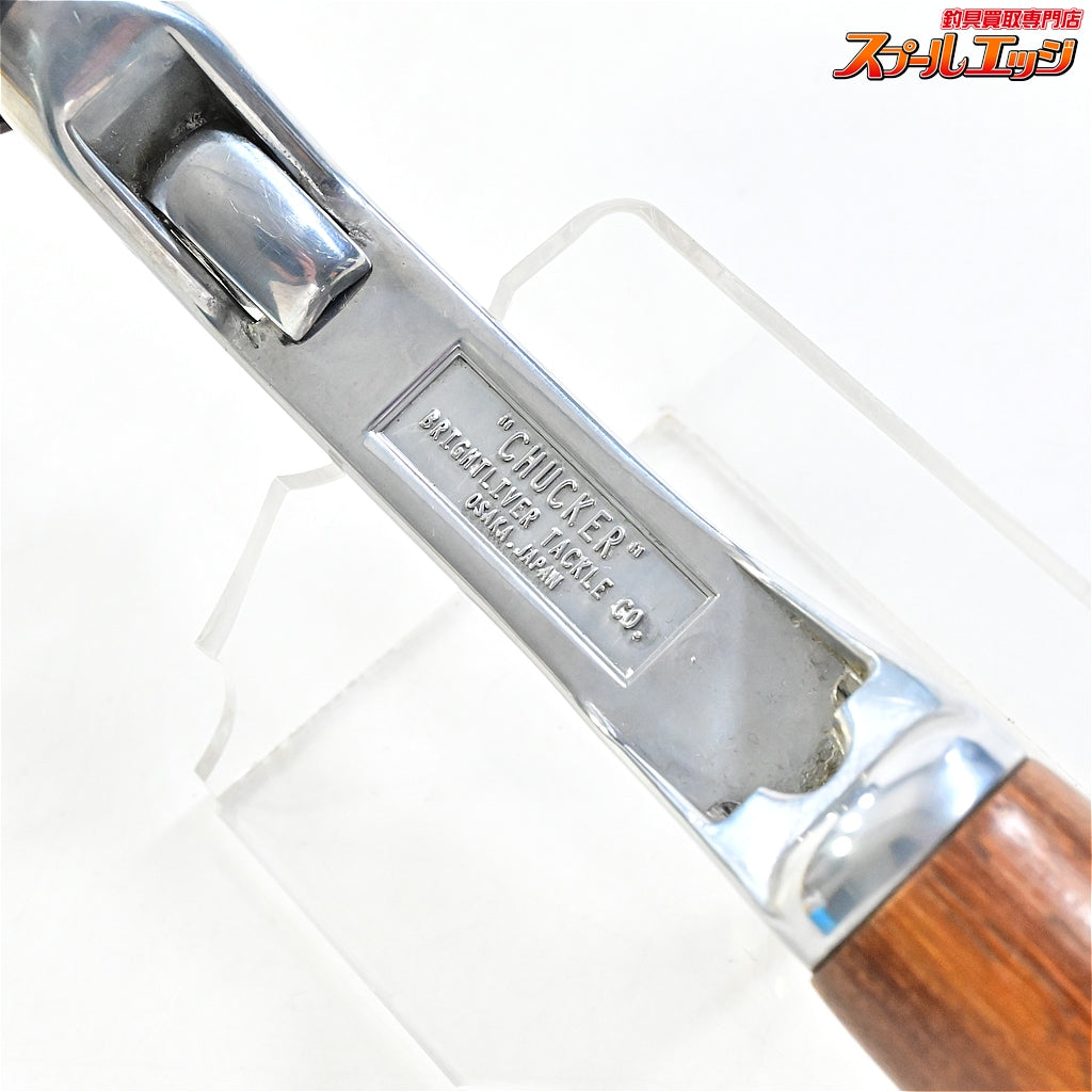 【ブライトリバー】 チャッカーグリップ ポリッシュシルバー イーナンバープロダクツイウッドヘッドキャップウォルナット&ニンナモジュログリップブラックウォルナット&津波ルアーズストッパースクリュー装着 BRIGHTLIVER CHUCKER E-No.products ninna MODULOGRIP K_060