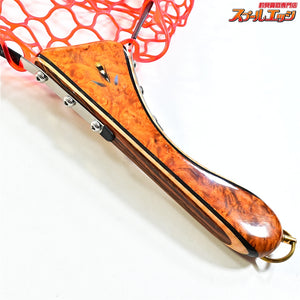 【ハンドメイド工房虹雨xGO-SLOW】 スプリングネット&レザーシース カービングモデル ラバーネット赤 GO-SLOW SPRING NET Leather Sheath K_060