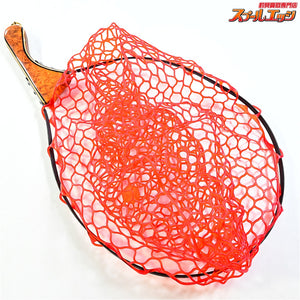 【ハンドメイド工房虹雨xGO-SLOW】 スプリングネット&レザーシース カービングモデル ラバーネット赤 GO-SLOW SPRING NET Leather Sheath K_060