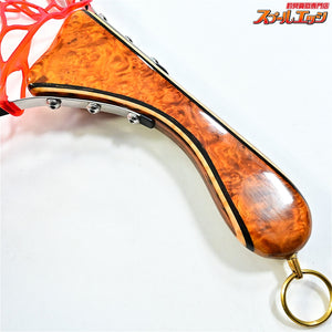 【ハンドメイド工房虹雨xGO-SLOW】 スプリングネット&レザーシース カービングモデル ラバーネット赤 GO-SLOW SPRING NET Leather Sheath K_060