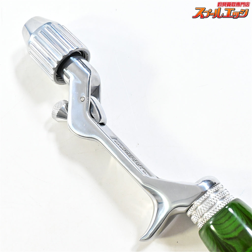 【ブライトリバーxイノワークス】 チャッカーグリップ ポリッシュシルバー シングル グリーンマーブル 全長25.5cm グリップ部10cm チャンピオンフェルール BRIGHT-LIVERxino works CHUCKER Custom grip K_060