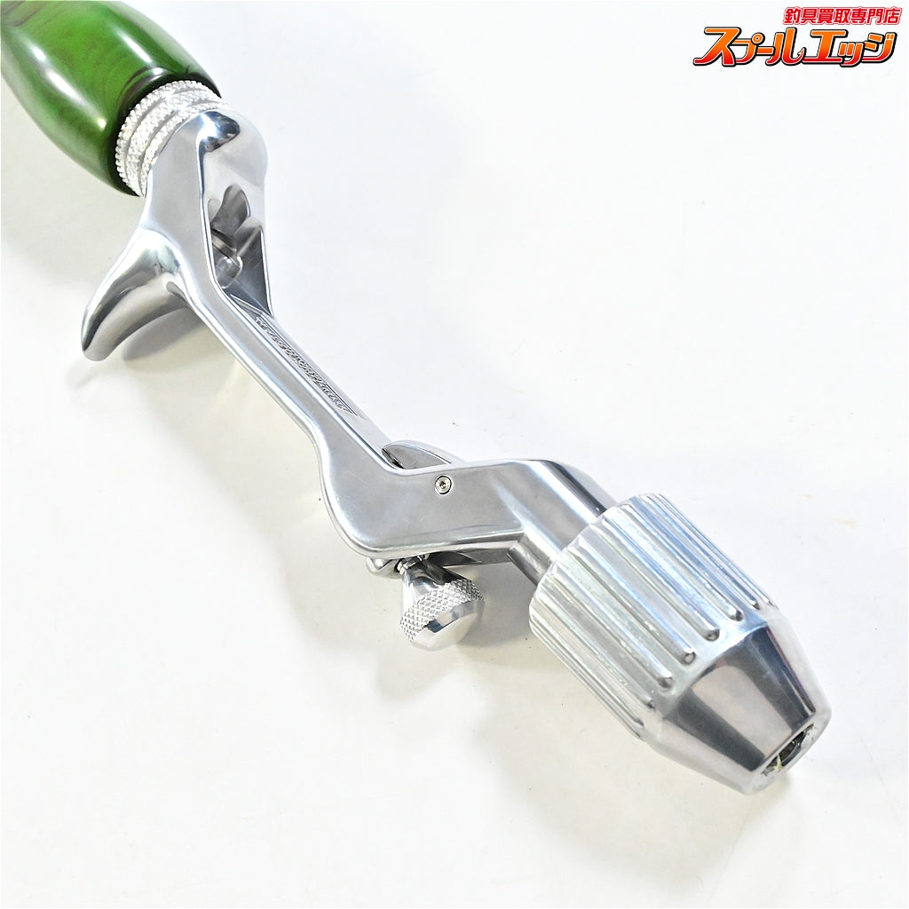 【ブライトリバーxイノワークス】 チャッカーグリップ ポリッシュシルバー シングル グリーンマーブル 全長25.5cm グリップ部10cm チャンピオンフェルール BRIGHT-LIVERxino works CHUCKER Custom grip K_060