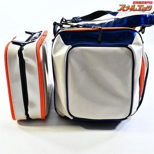 【がまかつ】 がまへら ライトバッグ4 GB392 & ライトクッション4 GM2580 PVC素材 ホワイト/ブルー GAMAKATSU LIGHT-BAG へらバッグ へらクッション K_162