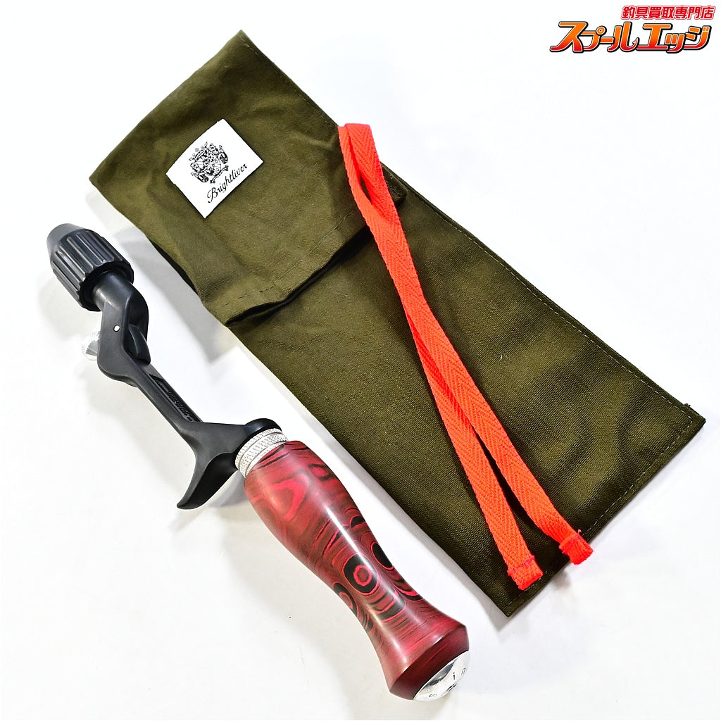 【ブライトリバーxイノワークス】 チャッカーグリップ フラットブラック シングル レッドマーブル 全長25.5cm グリップ部10cm チャンピオンフェルール BRIGHT-LIVERxino works CHUCKER Custom grip K_060