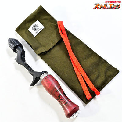 【ブライトリバーxイノワークス】 チャッカーグリップ フラットブラック シングル レッドマーブル 全長25.5cm グリップ部10cm チャンピオンフェルール BRIGHT-LIVERxino works CHUCKER Custom grip K_060