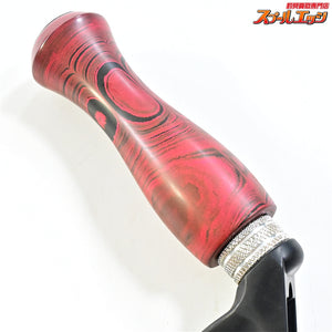 【ブライトリバーxイノワークス】 チャッカーグリップ フラットブラック シングル レッドマーブル 全長25.5cm グリップ部10cm チャンピオンフェルール BRIGHT-LIVERxino works CHUCKER Custom grip K_060