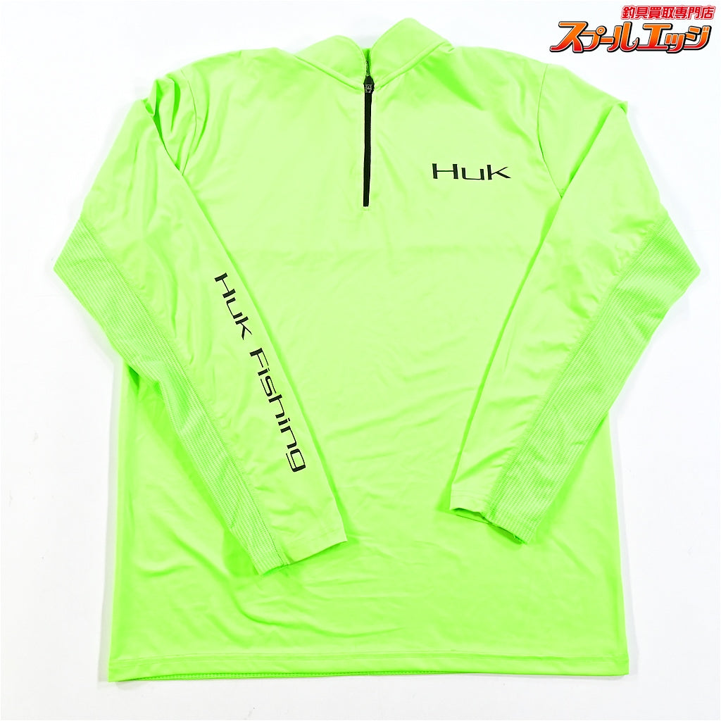 【ハック】 パフォーマンスファブリックス 1/4ジッププルオーバー サイズS ライムグリーン Huk Performance Fabrics Camo Zip Pullover K_060