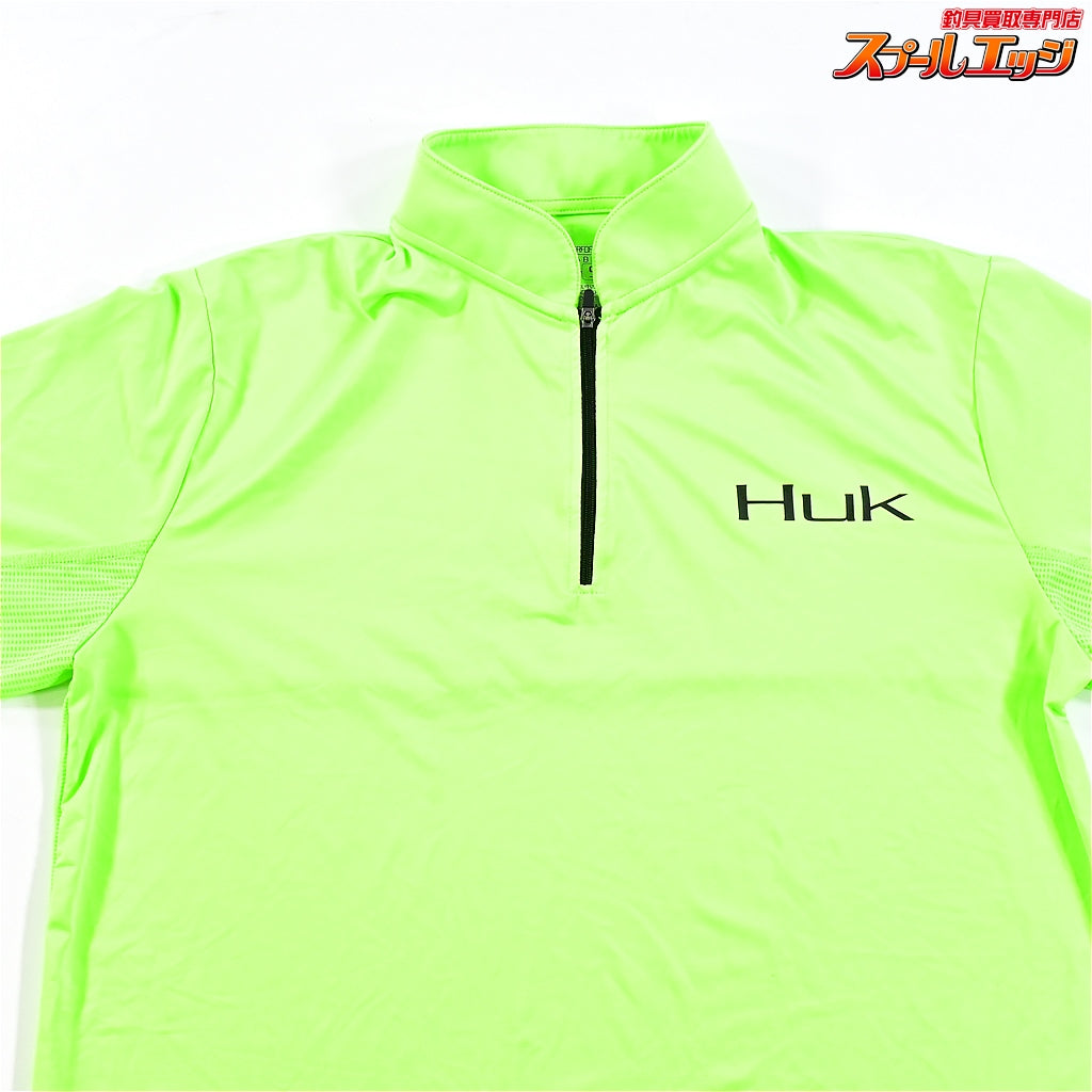 【ハック】 パフォーマンスファブリックス 1/4ジッププルオーバー サイズS ライムグリーン Huk Performance Fabrics Camo Zip Pullover K_060