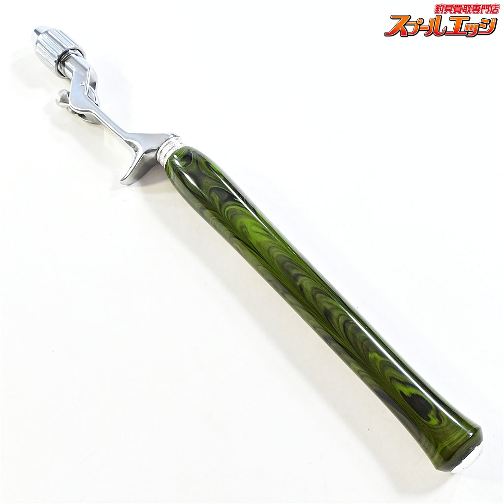 【ブライトリバーxイノワークス】 チャッカーグリップ ポリッシュシルバー ロングダブル グリーンマーブル 全長41cm グリップ部25.5cm チャンピオンフェルール BRIGHT-LIVERxino works CHUCKER Custom grip K_060
