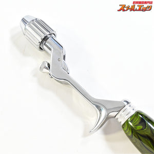 【ブライトリバーxイノワークス】 チャッカーグリップ ポリッシュシルバー ロングダブル グリーンマーブル 全長41cm グリップ部25.5cm チャンピオンフェルール BRIGHT-LIVERxino works CHUCKER Custom grip K_060