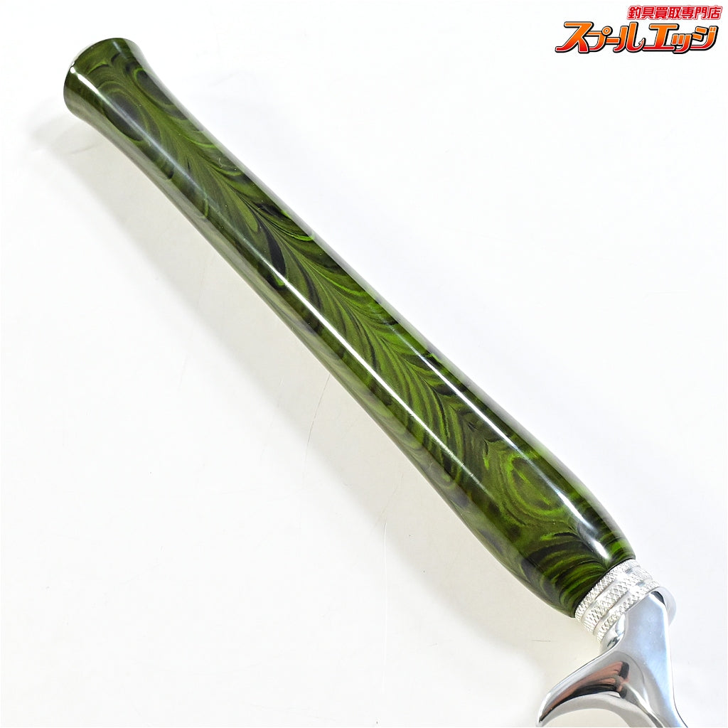 【ブライトリバーxイノワークス】 チャッカーグリップ ポリッシュシルバー ロングダブル グリーンマーブル 全長41cm グリップ部25.5cm チャンピオンフェルール BRIGHT-LIVERxino works CHUCKER Custom grip K_060