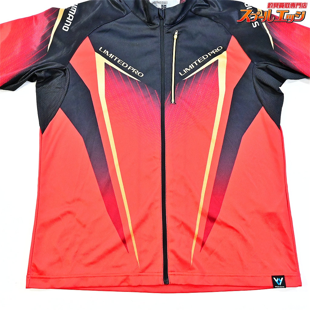 【シマノ】 リミテッドプロ フルジップシャツ SH-011S レッド サイズXL 長袖 SHIMANO LIMITED-PRO 吸水速乾 遮熱 K_060