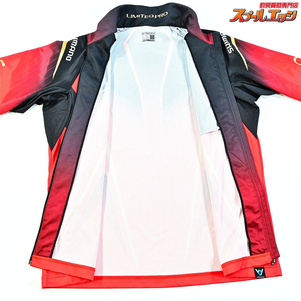 【シマノ】 リミテッドプロ フルジップシャツ SH-011S レッド サイズXL 長袖 SHIMANO LIMITED-PRO 吸水速乾 遮熱 K_060