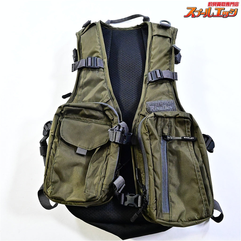 【リバレイ】 RVストリームバックパックベスト 15L オリーブ 品番5470 フィッシングベスト RIVALLEY K_100