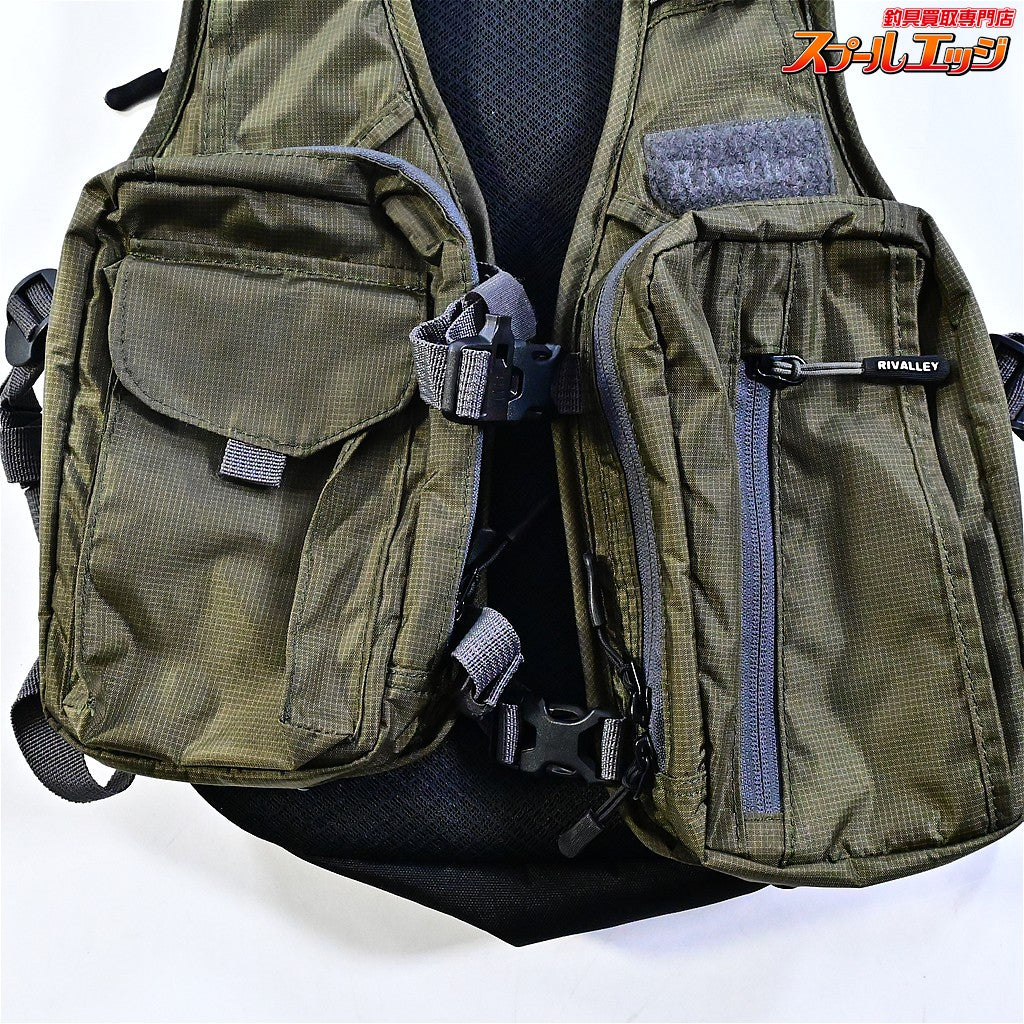 【リバレイ】 RVストリームバックパックベスト 15L オリーブ 品番5470 フィッシングベスト RIVALLEY K_100