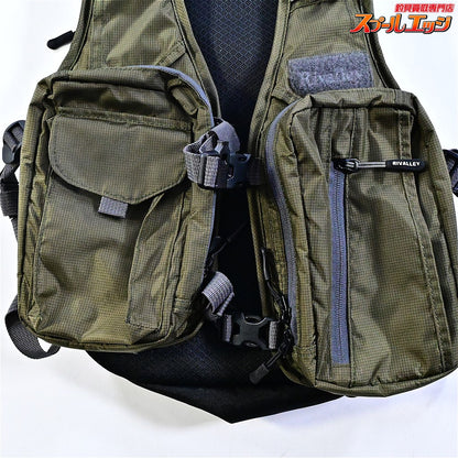 【リバレイ】 RVストリームバックパックベスト 15L オリーブ 品番5470 フィッシングベスト RIVALLEY K_100