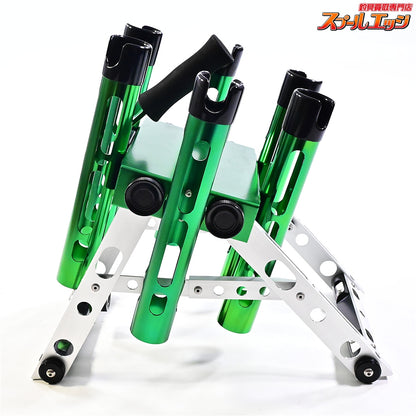 【ロデオクラフトx城峰釣具】 スーパーカスタムロッドスタンド 6本仕様 角度調整可能 限定カラー 大人のグリーン Rodio-Craft K_150
