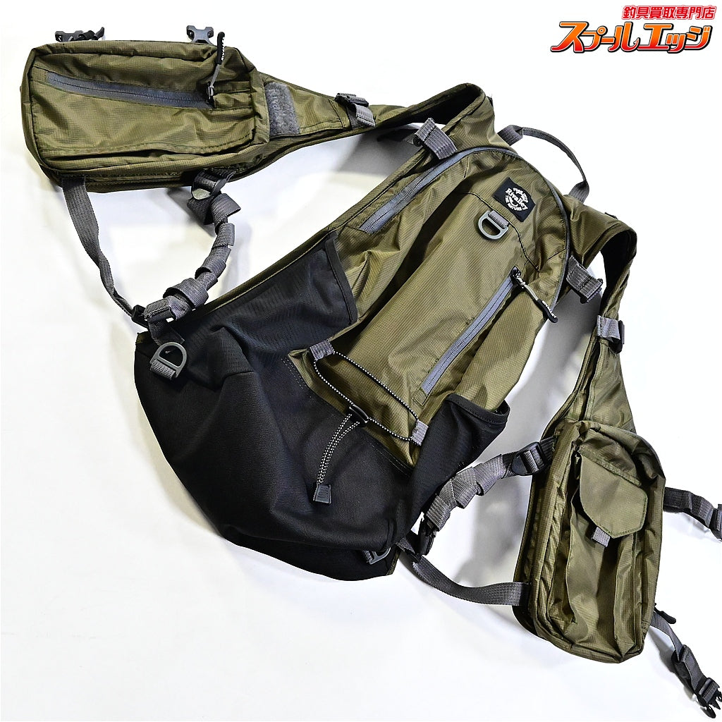 【リバレイ】 RVストリームバックパックベスト 15L オリーブ 品番5470 フィッシングベスト RIVALLEY K_100