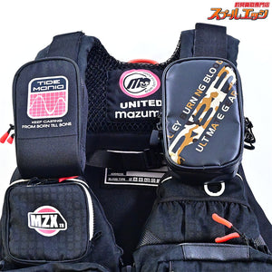 【マズメ】 MZX タイドマニア ライフジャケット MZXLJ-089 ブラックxブルー RBBポーチ装着 フローティングベスト ゲームベスト MAZUME K_100