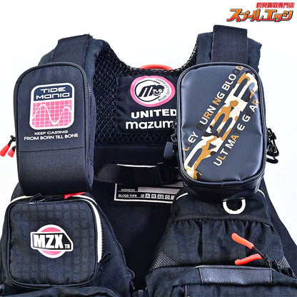 【マズメ】 MZX タイドマニア ライフジャケット MZXLJ-089 ブラックxブルー RBBポーチ装着 フローティングベスト ゲームベスト MAZUME K_100