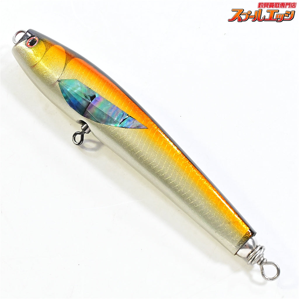 【萬葉ベイツ】 スリムダーター 160 オレンジ アバロン シェル貼り アワビ貼り 2018年製造 MANYOBaits MANYO-PENCIL 海水用ルアー K_060