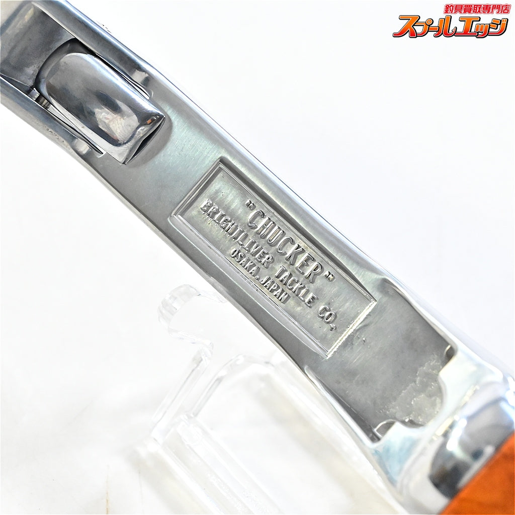 【ブライトリバー】 チャッカーグリップ ポリッシュシルバー 神代ケヤキ シングルハンドル装着 BRIGHTLIVER CHUCKER ベイト K_060