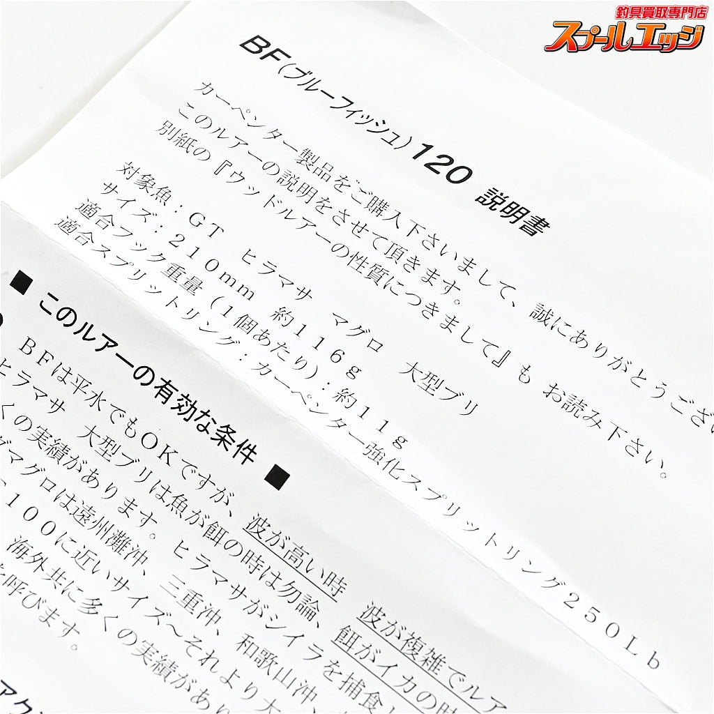 【カーペンター】 ディアブロ ブルーフィッシュ BF120 プロフェッショナルモデル 自重114.2g Carpenter DIABLO Blue Fish K_060