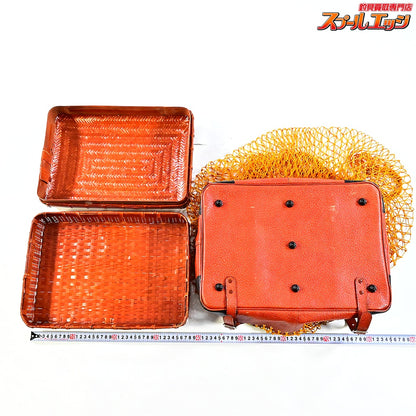 【網竹籠】 竹製魚籠 3段仕様 40x30x42cm へら鮒用 道具箱 小物入れ 蓋付き K_154