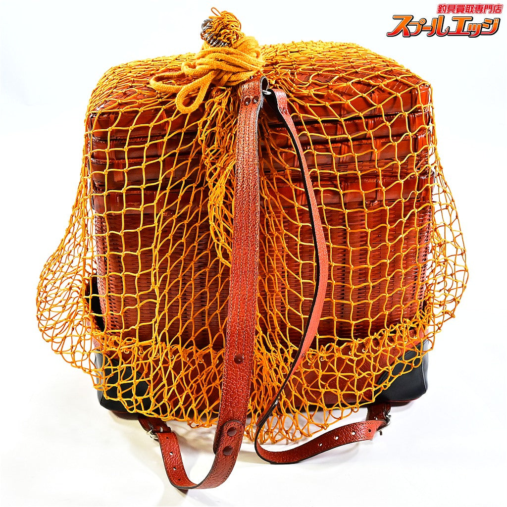 【網竹籠】 竹製魚籠 3段仕様 40x30x42cm へら鮒用 道具箱 小物入れ 蓋付き K_154