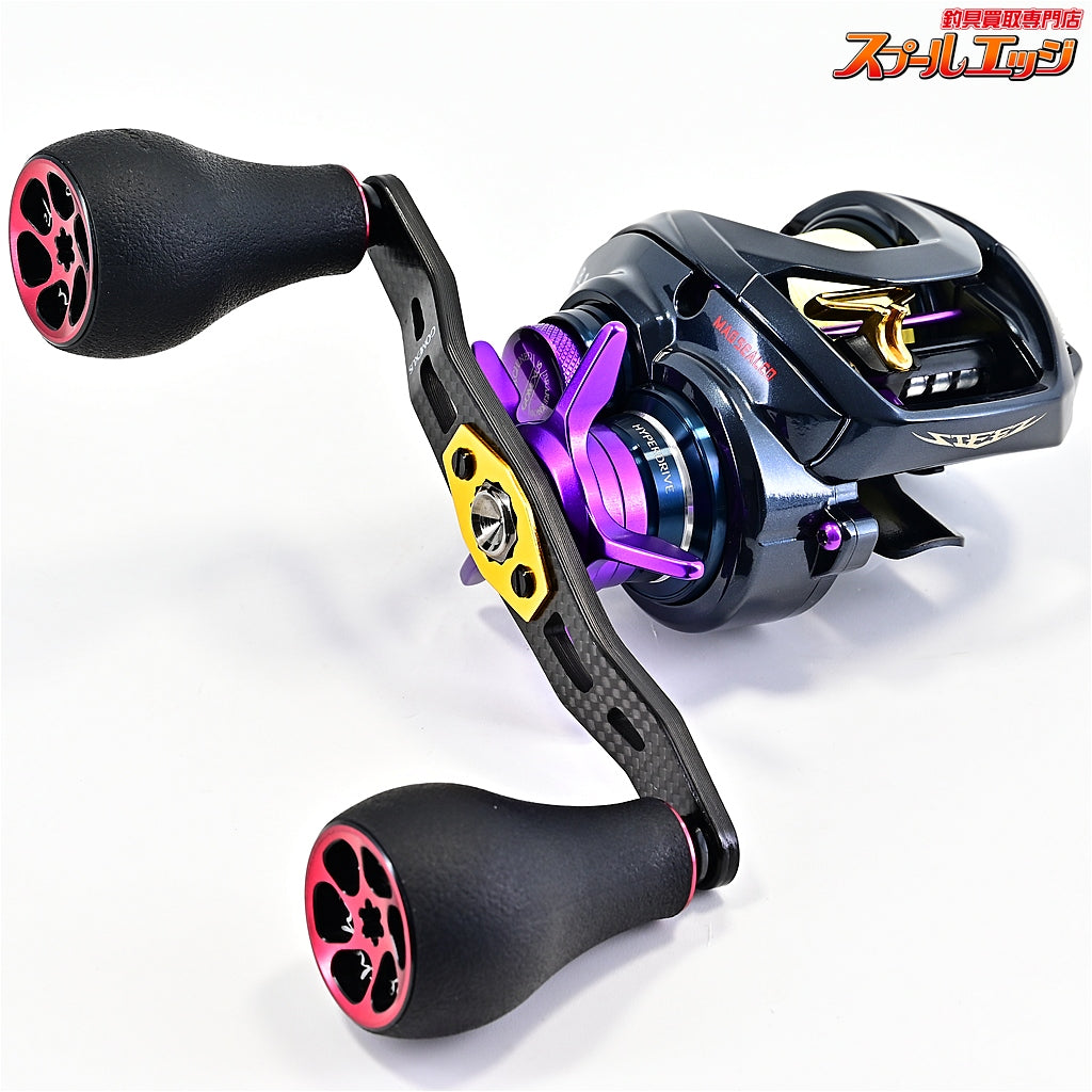 【ダイワ】 21スティーズ A TW HLC 8.1R SLPW MCスタードラグパープル&KDWオフセットクラッチ ディープパープル&ゴメクサス カーボンクランクカスタムハンドル 105mm TPEハンドルノブ&カラーパーツ装着 DAIWA STEEZ