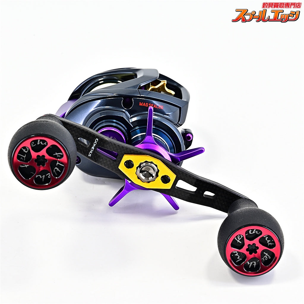【ダイワ】 21スティーズ A TW HLC 8.1R SLPW MCスタードラグパープル&KDWオフセットクラッチ ディープパープル&ゴメクサス カーボンクランクカスタムハンドル 105mm TPEハンドルノブ&カラーパーツ装着 DAIWA STEEZ