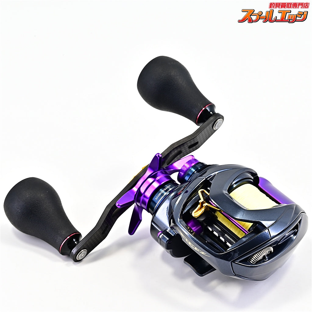 【ダイワ】 21スティーズ A TW HLC 8.1R SLPW MCスタードラグパープル&KDWオフセットクラッチ ディープパープル&ゴメクサス カーボンクランクカスタムハンドル 105mm TPEハンドルノブ&カラーパーツ装着 DAIWA STEEZ
