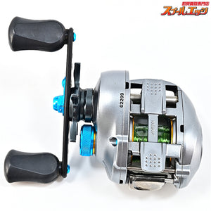 【シマノ】 09アルデバラン Mg KTF80mmストレートカーボンハンドル&ハンドルノブ&KTF IXAメカニカルブレーキキャップ ブルー装着 SHIMANO Aldebaran