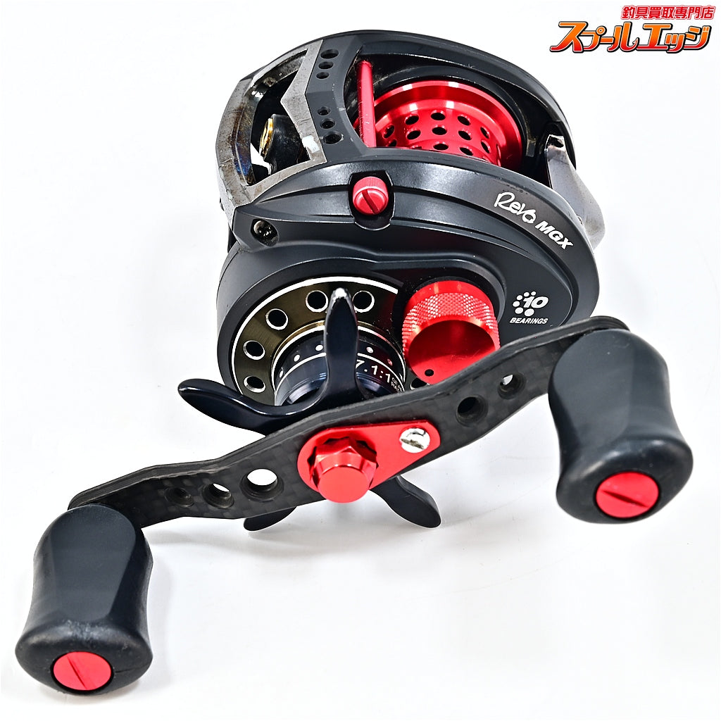 【アブガルシア】 アンバサダー レボ MGX-L ギア比7.1:1 KTF90mmオフセットカーボンハンドル/メカニカルキャップ&アブワークスシャロースプール装着 Abu Garcia Revo