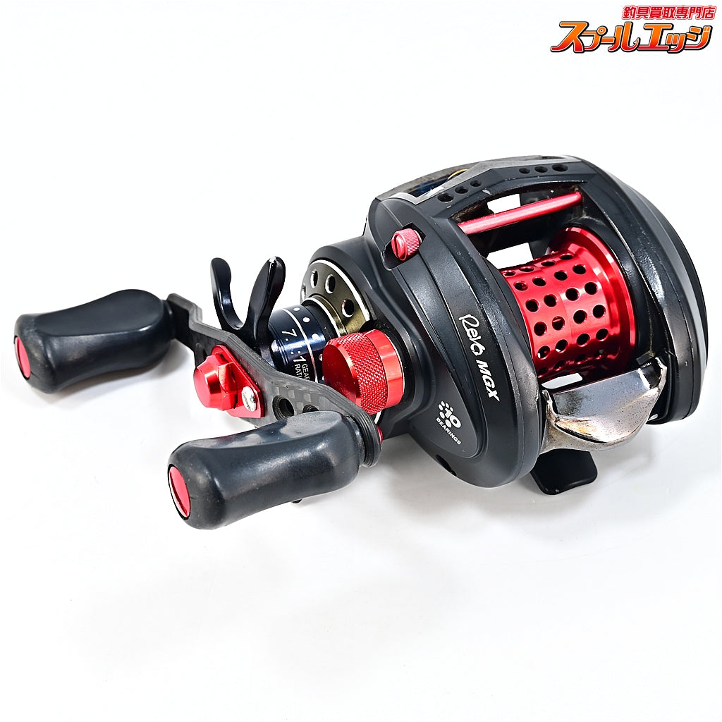 【アブガルシア】 アンバサダー レボ MGX-L ギア比7.1:1 KTF90mmオフセットカーボンハンドル/メカニカルキャップ&アブワークスシャロースプール装着 Abu Garcia Revo