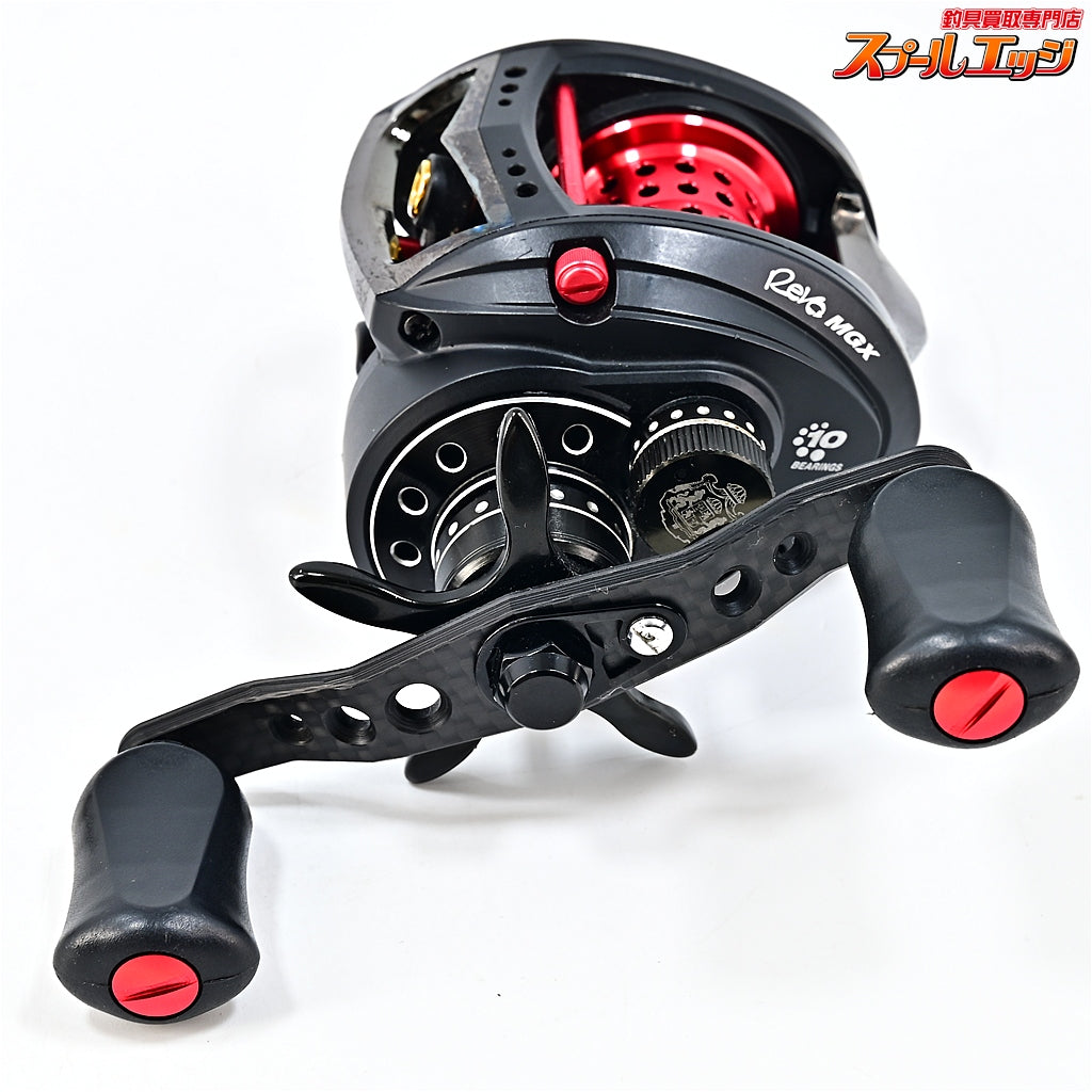 【アブガルシア】 アンバサダー レボ MGX-L ギア比7.1:1 KTF90mmオフセットカーボンハンドル&アブワークスシャロースプール装着 Abu Garcia Revo