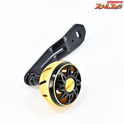 【ダイワxSLPワークス】 カラーアルミラウンドノブ M ゴールド&ブラック 70mmハンドル装着 取付内径8mmx5mm DAIWAxSLP-WORKS Custom HANDLEKONB