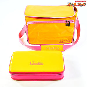 【がまかつ】 がまへら ライトバッグ2 へらバッグ PVC素材 イエロー/ピンク クッション付 GAMAKATSU LIGHT-BAG II K_192