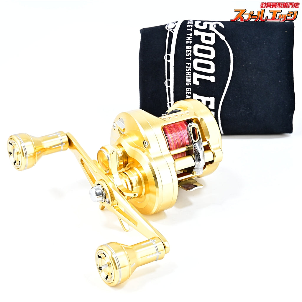 【シマノ】 23カルカッタコンクエスト MD 300XG 夢屋25ダブルハンドルアルミノブ 60mmゴールド装着 SHIMANO CALCUTTA CONQUEST