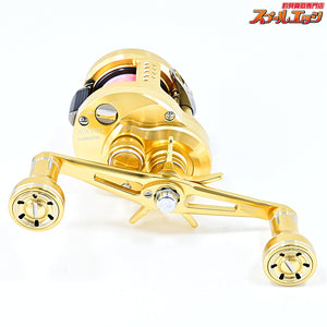 【シマノ】 23カルカッタコンクエスト MD 300XG 夢屋25ダブルハンドルアルミノブ 60mmゴールド装着 SHIMANO CALCUTTA CONQUEST