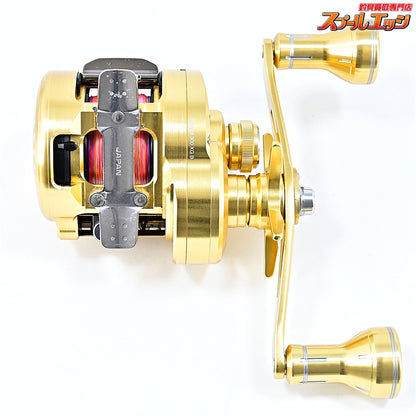 【シマノ】 23カルカッタコンクエスト MD 300XG 夢屋25ダブルハンドルアルミノブ 60mmゴールド装着 SHIMANO CALCUTTA CONQUEST