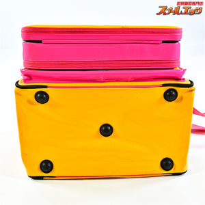 【がまかつ】 がまへら ライトバッグ2 へらバッグ PVC素材 イエロー/ピンク クッション付 GAMAKATSU LIGHT-BAG II K_192