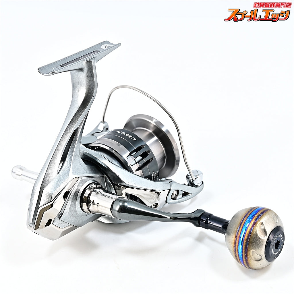 【シマノ】 21ナスキー 4000 ゴメクサス38mmカスタムハンドルノブ&リールスタンド装着 SHIMANO NASCI