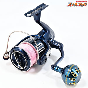 【シマノ】 21ツインパワーXD 4000XG ゴメクサスハンドルノブ タイプB 38mm 深海ブルーxゴールド装着 SHIMANO TWINPOWER