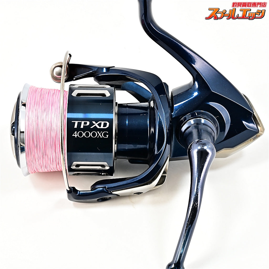 【シマノ】 21ツインパワーXD 4000XG ゴメクサスハンドルノブ タイプB 38mm 深海ブルーxゴールド装着 SHIMANO TWINPOWER