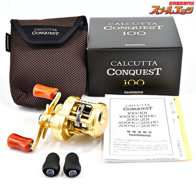 【シマノ】 21カルカッタコンクエスト 100 カスタムウッドハンドルノブ装着 SHIMANO CALCUTTA CONQUEST