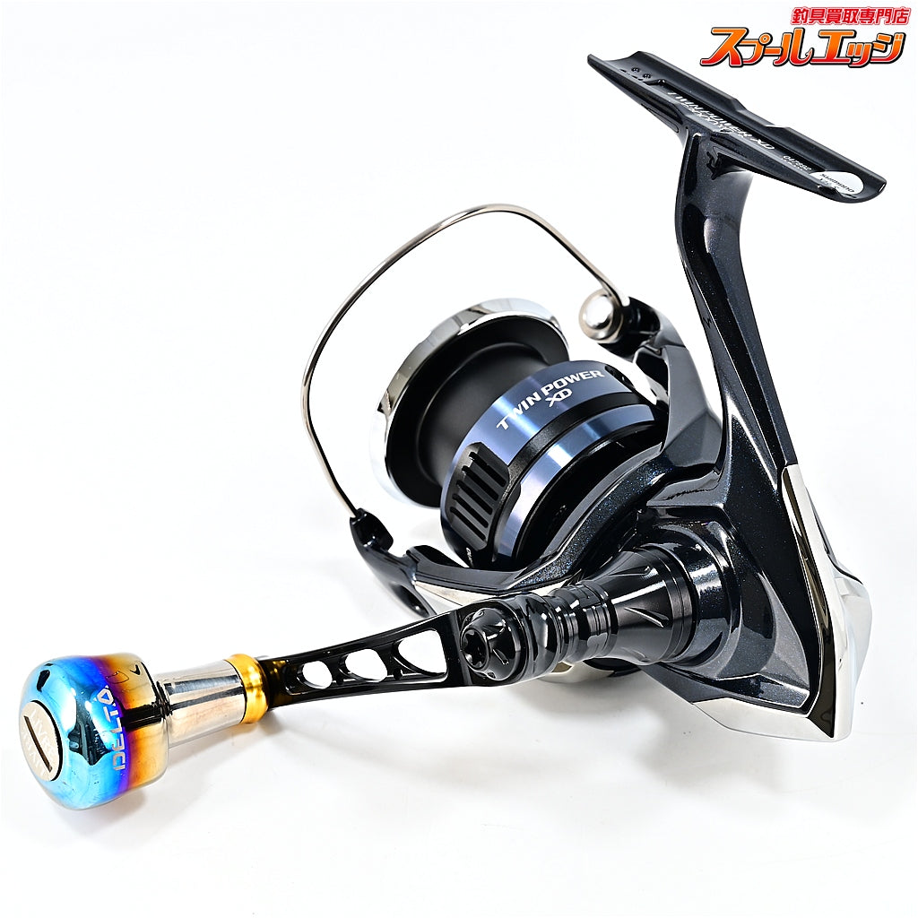 【シマノ】 25ツインパワー XD C3000XG ハイテン 55-60mmハンドル&リブレデルタノブ ファイヤーゴールド装着 SHIMANO TWIN POWER